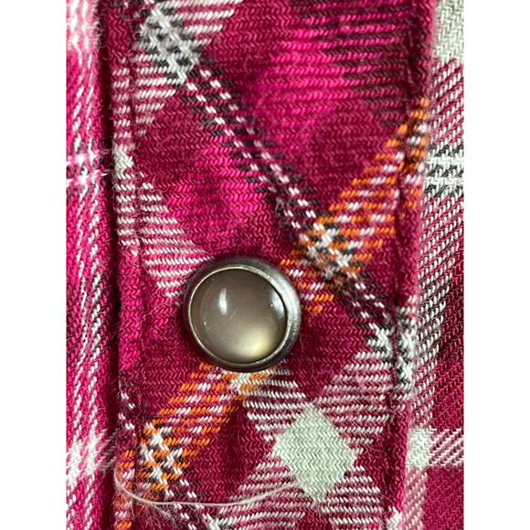 Columbia Womens Size M Pink Orange Long Sleeve Button Snap Shirt - Picture 11 of 12